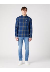 Wrangler - WRANGLER 1 PKT BUTTON DOWN MĘSKA KOSZULA W KRATĘ KRATA DARK INDYGO 112341058. Typ kołnierza: button down #5
