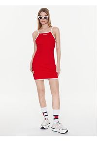 Tommy Jeans Sukienka codzienna DW0DW15000 Czerwony Slim Fit. Okazja: na co dzień. Kolor: czerwony. Materiał: syntetyk. Typ sukienki: proste. Styl: casual #2