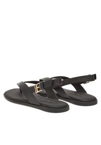 TOMMY HILFIGER - Tommy Hilfiger Sandały Color Block Thong Flat Sandal FW0FW08883 Czarny. Kolor: czarny. Materiał: skóra