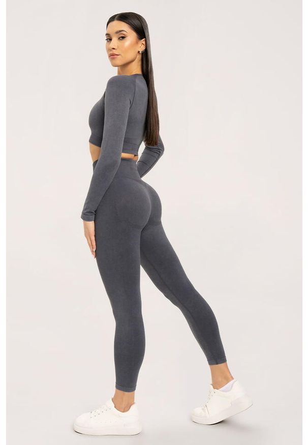 GYM GLAMOUR - Legginsy fitness damskie Gym Glamour sprane. Kolor: szary. Sport: fitness