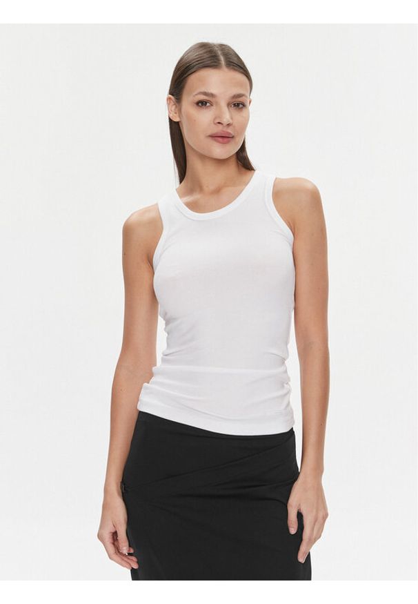 Calvin Klein Top Modal Rib Tank Top K20K206406 Biały Slim Fit. Kolor: biały