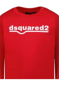 DSQUARED2 KIDS - Czerwona bluzka z białym logo 0-3 lata. Kolor: czerwony. Materiał: bawełna. Długość: długie. Wzór: nadruk, napisy. Sezon: lato. Styl: klasyczny