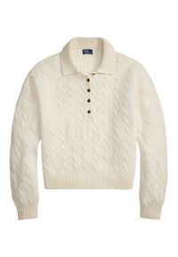 Polo Ralph Lauren Sweter 211B17767007 Biały Regular Fit. Typ kołnierza: polo. Kolor: biały. Materiał: wełna #4