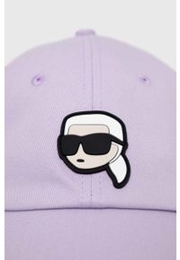 Karl Lagerfeld czapka z daszkiem bawełniana kolor fioletowy z aplikacją. Kolor: fioletowy. Materiał: bawełna. Wzór: aplikacja #2