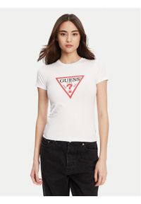 Guess Jeans T-Shirt W4YI04 J1314 Biały Regular Fit. Kolor: biały. Materiał: bawełna
