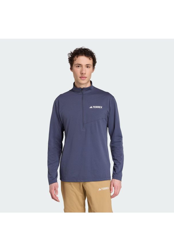 Adidas - Koszulka Terrex Multi Climacool 1/2 Zip Long Sleeve. Kolor: niebieski. Długość rękawa: długi rękaw. Technologia: ClimaCool (Adidas). Sport: turystyka piesza