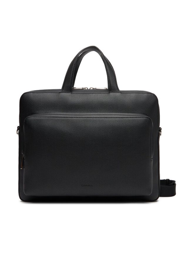 Calvin Klein Torba na laptopa Micro Pebble Slim Briefcase 36 LV04D3012G Czarny. Kolor: czarny. Materiał: skóra