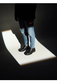 Ryłko - Czarne męskie trzewiki w stylu casual. Okazja: na co dzień. Kolor: czarny. Materiał: skóra. Styl: casual #1