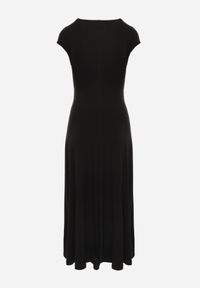 Renee - Czarna Sukienka z Bawełny o Rozkloszowanym Kroju z Dzianiny Portulaca. Okazja: na co dzień. Kolor: czarny. Materiał: bawełna, dzianina. Typ sukienki: proste, rozkloszowane. Styl: casual #8