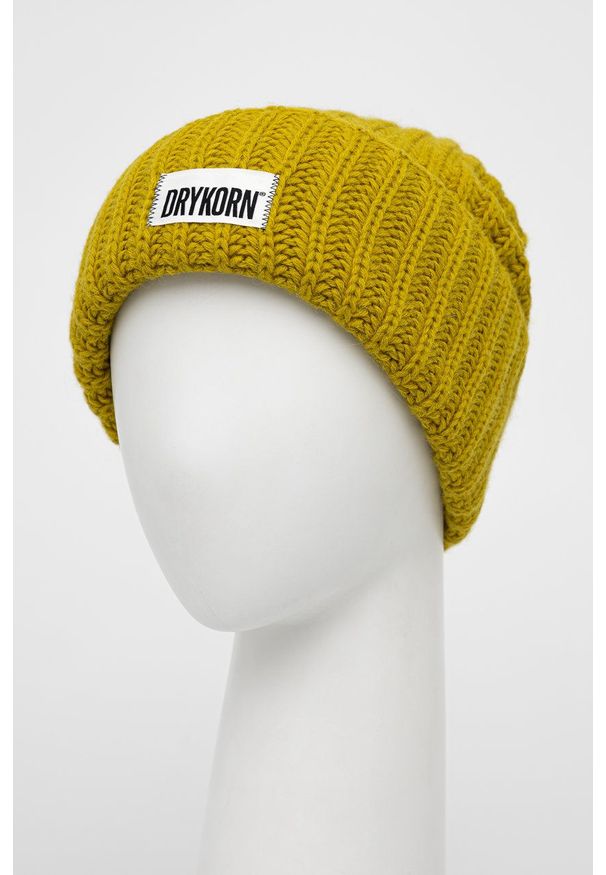Drykorn - Czapka Lester. Kolor: zielony. Materiał: dzianina