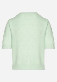 Born2be - Zielony Sweter z Wełną i Krótkim Rękawem Turosa. Okazja: na co dzień. Kolor: zielony. Materiał: wełna. Długość rękawa: krótki rękaw. Długość: krótkie. Styl: klasyczny, elegancki, casual
