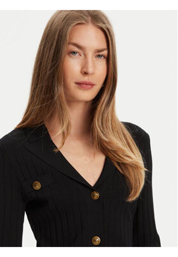 Guess Kardigan W5YR11 Z0130 Czarny Regular Fit. Kolor: czarny. Materiał: wiskoza