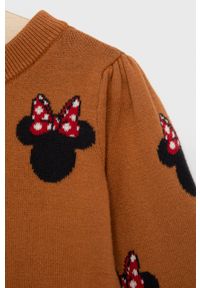 GAP Sweter bawełniany dziecięcy x Disney kolor brązowy. Okazja: na co dzień. Kolor: brązowy. Materiał: bawełna. Wzór: motyw z bajki. Styl: casual #3