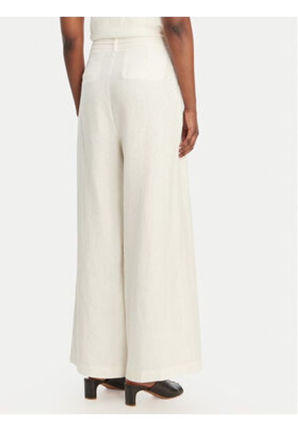 Eleh Spodnie palazzo SS260318 Biały Wide Leg. Kolor: biały. Materiał: len