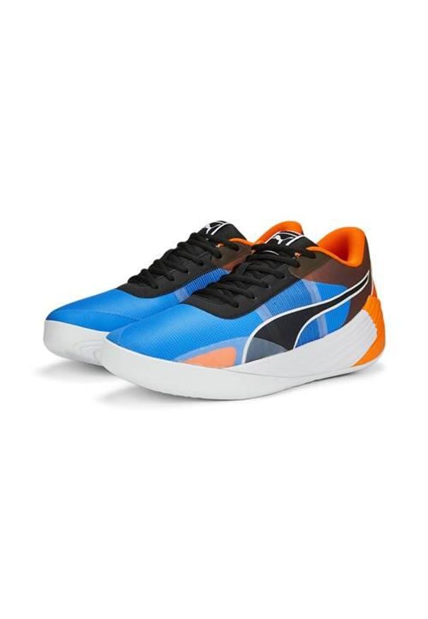 Buty koszykarskie męskie Puma Fusion Nitro Team. Kolor: wielokolorowy, niebieski. Materiał: materiał, syntetyk. Szerokość cholewki: normalna. Sport: koszykówka