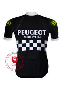 Camisola de ciclismo retro Peugeot Preto - REDTED. Kolor: pomarańczowy, żółty. Materiał: poliester