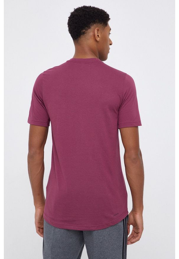 adidas Performance - T-shirt. Okazja: na co dzień. Kolor: fioletowy. Materiał: dzianina, materiał. Wzór: nadruk. Styl: casual