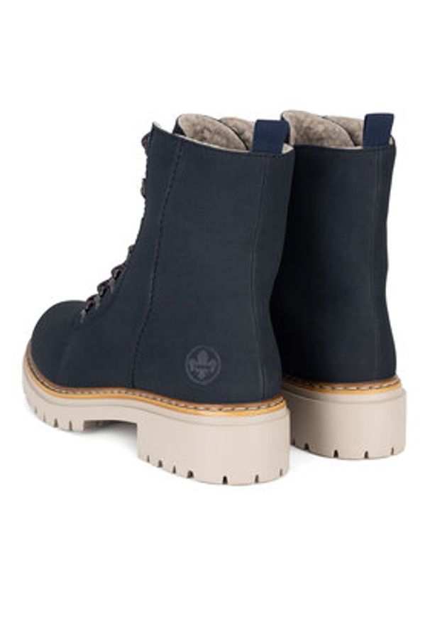 Rieker Trzewiki 72643-14 Niebieski. Kolor: niebieski. Materiał: materiał