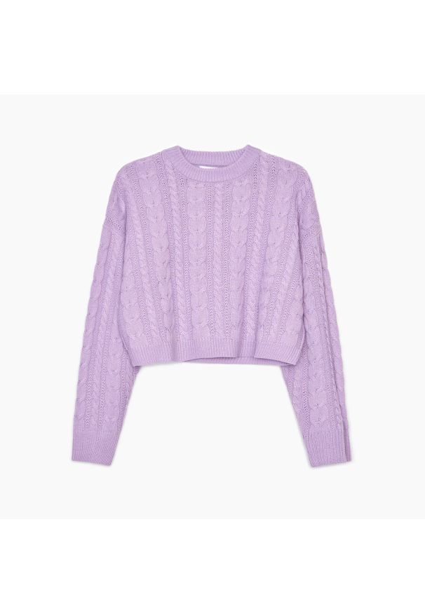 Cropp - Dzianinowy sweter oversize - Fioletowy. Kolor: fioletowy. Materiał: dzianina