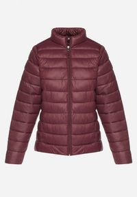 Born2be - Bordowa Pikowana Kurtka w Klasycznym Stylu Nelaniel. Okazja: na co dzień. Kolor: czerwony. Materiał: jeans. Styl: klasyczny #6
