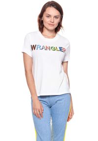 Wrangler - WRANGLER T SHIRT DAMSKI T-SHIRTS 80´S TEE WHITE W7010EV12 112130877. Wzór: kolorowy, nadruk #1