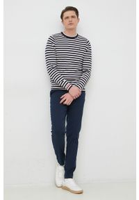 TOMMY HILFIGER - Tommy Hilfiger spodnie z domieszką lnu kolor granatowy w fasonie chinos. Kolor: niebieski. Materiał: len #3