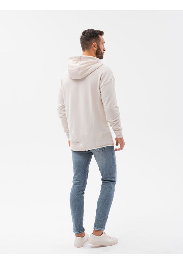 Ombre Clothing - Bluza męska z kapturem B1187 - biała - XXL. Typ kołnierza: kaptur. Kolor: biały. Materiał: poliester, bawełna, dzianina