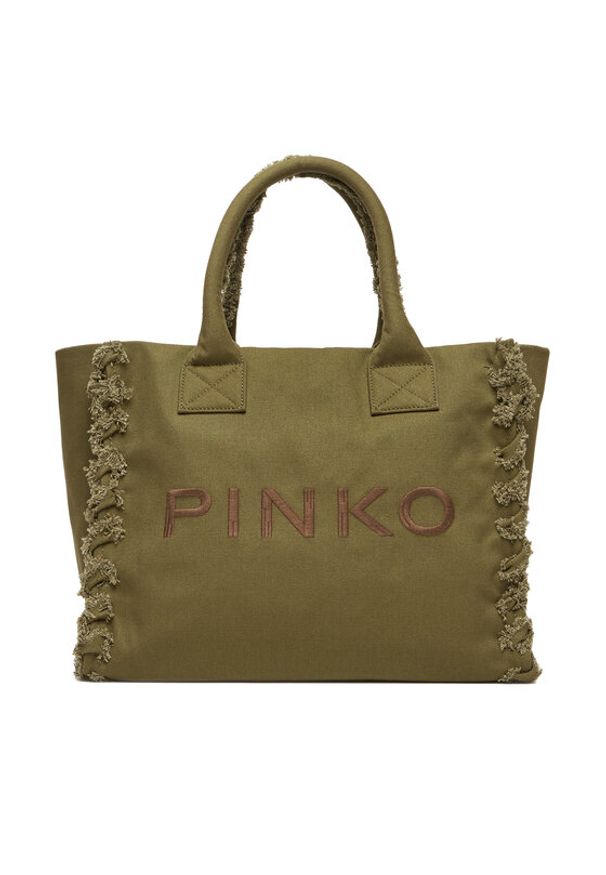 Pinko - PINKO Torba BEACH SHOPPING CANVAS RICICLATO Zielony. Kolor: zielony