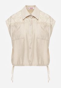 Born2be - Beżowa Wiskozowa Koszula Boho Bez Rękawów ze Ściągaczem w Pasie Limopise. Okazja: na co dzień. Typ kołnierza: kołnierzyk klasyczny. Kolor: beżowy. Materiał: wiskoza. Długość rękawa: bez rękawów. Wzór: gładki. Sezon: lato. Styl: boho #7