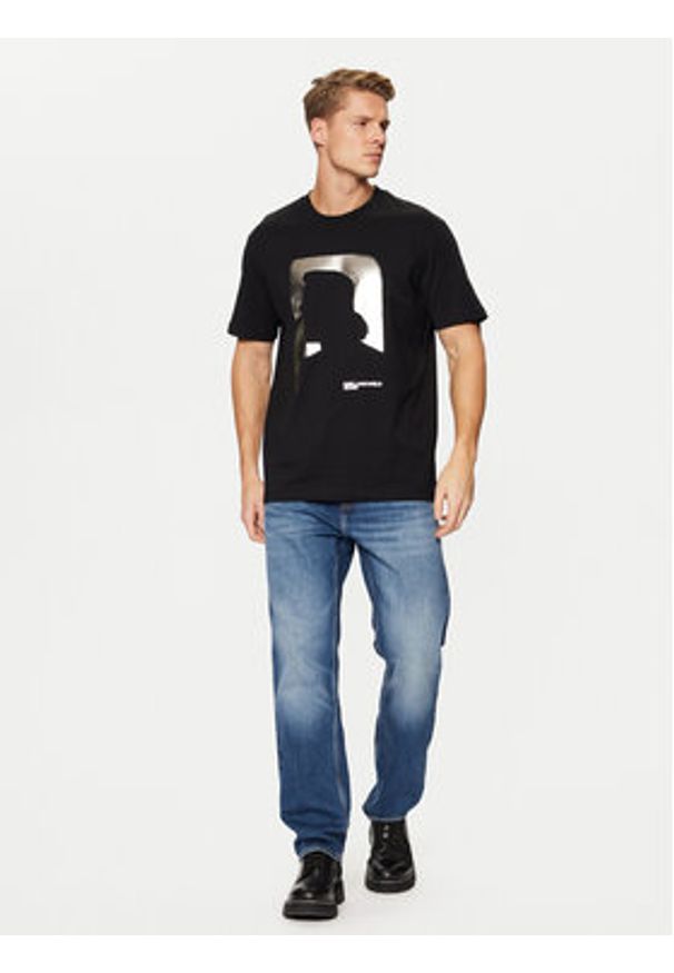 Karl Lagerfeld Jeans T-Shirt A1M17052 Czarny Regular Fit. Kolor: czarny. Materiał: bawełna