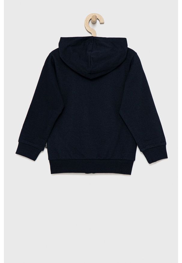Name it bluza dziecięca kolor granatowy z kapturem gładka. Okazja: na co dzień. Typ kołnierza: kaptur. Kolor: niebieski. Materiał: dzianina, bawełna. Wzór: gładki. Styl: casual