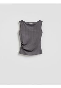 Reserved - Bluzka z wiskozą - jasnoszary. Kolor: szary. Materiał: wiskoza #1