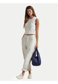 Polo Ralph Lauren Sweter 211959295001 Biały Slim Fit. Typ kołnierza: polo. Kolor: biały. Materiał: bawełna #5