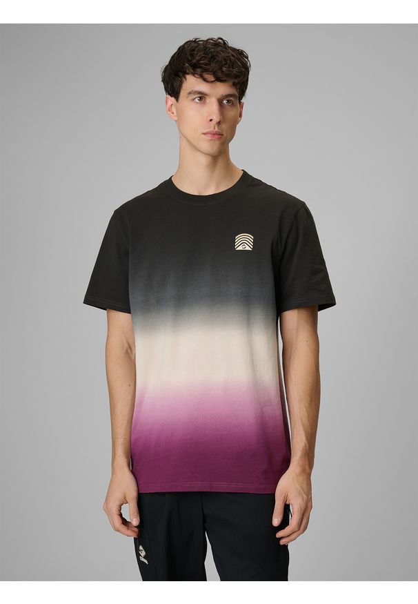 4f - 4F T-shirt relaxed z nadrukiem męski - czarny XL. Okazja: na co dzień. Kolor: czarny. Materiał: dzianina, skóra, materiał. Wzór: nadruk. Styl: casual, klasyczny