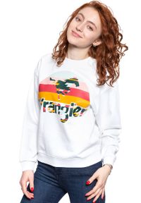 Wrangler - BLUZA WRANGLER 80´S RETRO SWEAT WHITE W6N0HO989. Kolor: biały. Styl: retro