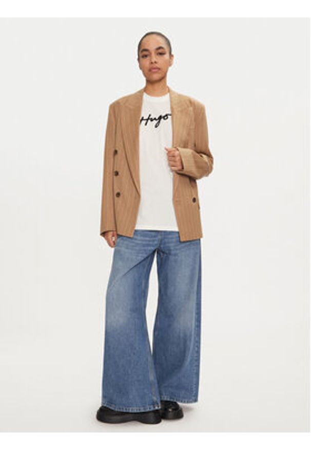 Hugo - HUGO T-Shirt 50528585 Biały Regular Fit. Kolor: biały. Materiał: bawełna
