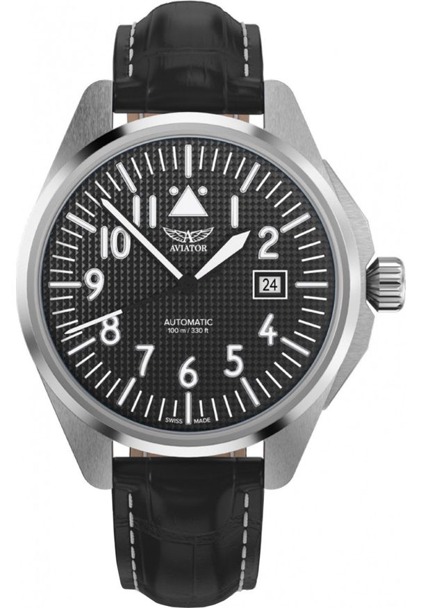 AVIATOR - Zegarek Aviator Zegarek męski Aviator V.3.39.0.333.4 czarny. Kolor: czarny