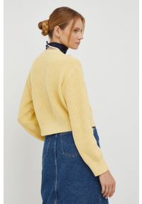 Levi's® - Levi's kardigan damski kolor żółty. Okazja: na spotkanie biznesowe. Kolor: żółty. Materiał: dzianina. Wzór: gładki, ze splotem. Styl: biznesowy #3