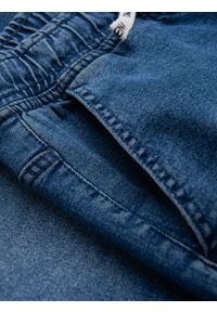 Ombre Clothing - Męskie spodnie JOGGERY jeansowe z efektem sprania - niebieskie V2 - Rozmiar: XL. Okazja: na co dzień. Kolor: niebieski. Materiał: jeans. Wzór: aplikacja. Styl: casual, elegancki #6