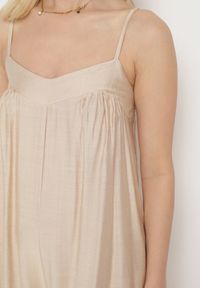 Born2be - Beżowy Kombinezon na Ramiączkach z Szerokimi Nogawkami Antonnia. Okazja: na spacer. Kolor: beżowy. Długość rękawa: na ramiączkach. Długość: długie #5