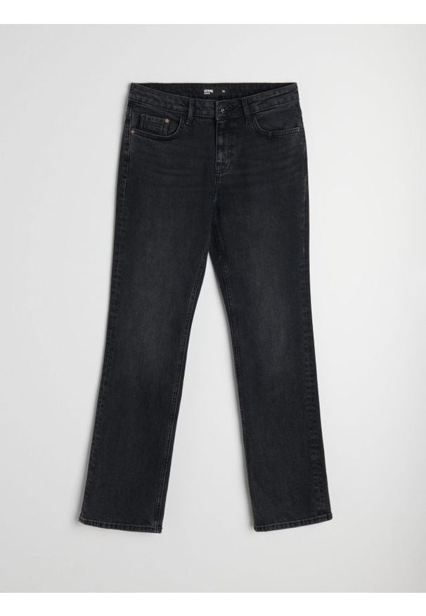 Sinsay - Jeansy comfort straight z efektem sprania - czarny. Kolor: czarny