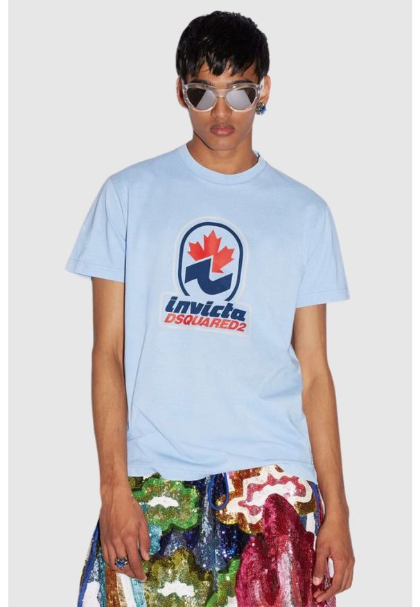 DSQUARED2 Niebieski t-shirt męski invicta cigar, Rozmiar XXL. Kolor: niebieski