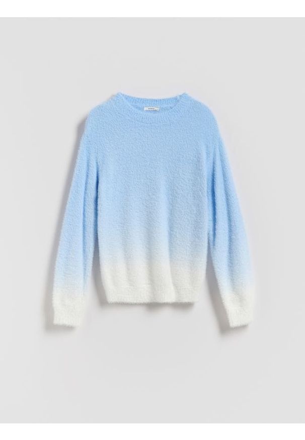 Reserved - Sweter z efektem ombre - jasnoturkusowy. Kolor: turkusowy. Materiał: dzianina