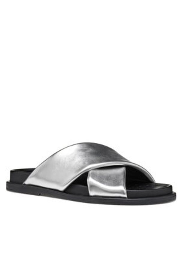 Geox Klapki D Adelash D55YWB 000Y2 C1007 Srebrny. Kolor: srebrny. Materiał: skóra