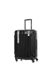 SWISSBAGS - Walizka na kółkach SwissBags Tourist czarna - średnia 74-90 l. Kolor: czarny. Materiał: materiał. Wzór: napisy. Styl: elegancki, klasyczny #1