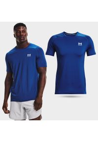 Koszulka fitness męska Under Armour HeatGear Fitted z krótkim rękawem. Kolor: niebieski. Długość rękawa: krótki rękaw. Długość: krótkie. Sport: fitness