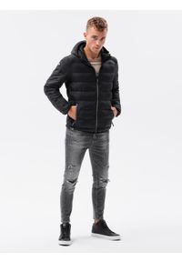 Ombre Clothing - Kurtka męska zimowa pikowana C451 - ciemnogranatowa - M. Kolor: niebieski. Materiał: poliester, nylon. Sezon: zima #1