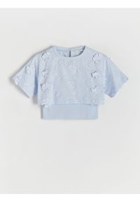 Reserved - Dwuwarstwowa bluzka - jasnoniebieski. Kolor: niebieski. Materiał: dzianina, bawełna