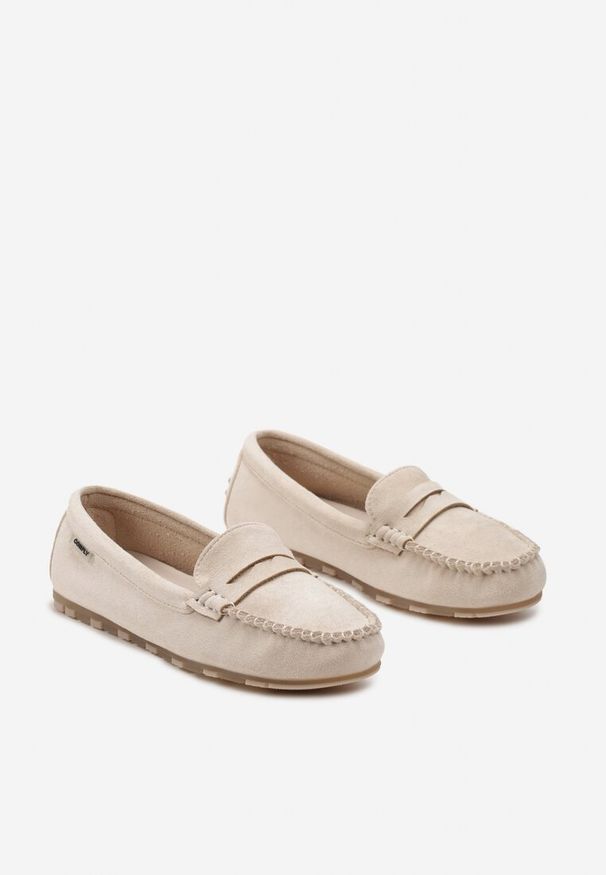 Born2be - Beżowe Mokasyny z Imitacji Zamszu na Płaskiej Podeszwie Sallevia. Kolor: beżowy. Materiał: zamsz. Obcas: na płaskiej podeszwie. Styl: elegancki