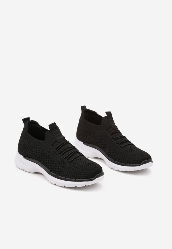 Born2be - Czarne Buty Sportowe Sneakersy z Elastyczną Cholewką Tataliona. Okazja: na co dzień. Zapięcie: bez zapięcia. Kolor: czarny. Szerokość cholewki: normalna